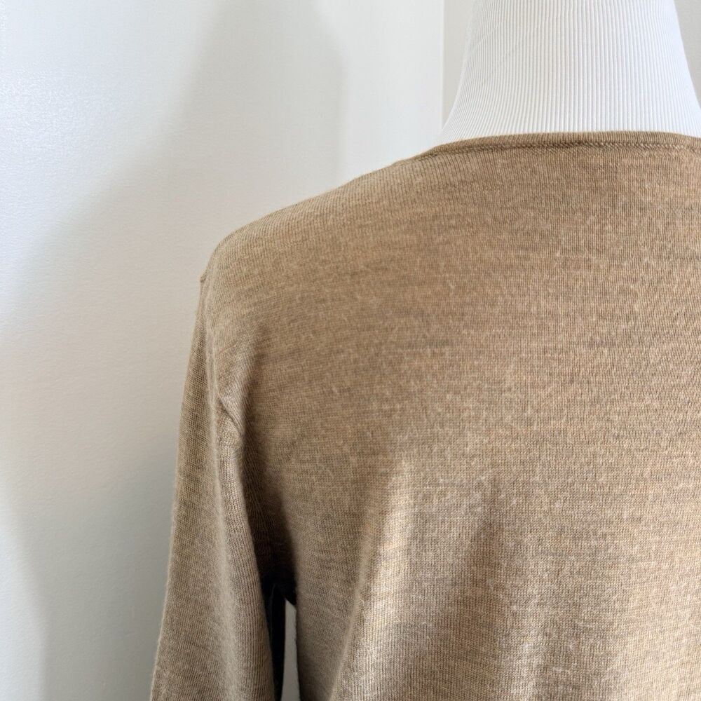 J Jill 100% Merino Wool Knit Tunic Sweater Washable Beige Oat Luxury Women S - Picture 9 of 15